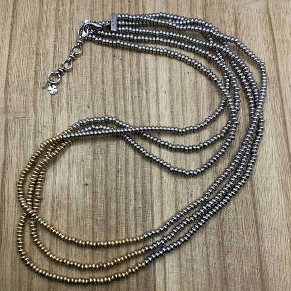 Lucky Brand Multi Strands Beaded Gold & Silver Tone Necklace - Picture 5 of 5